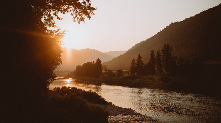 river view ranch clark fork river sunset