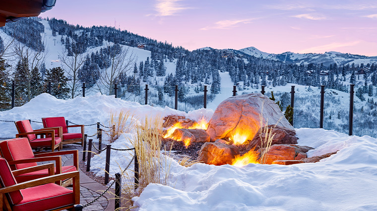 the st regis deer valley fire garden winter